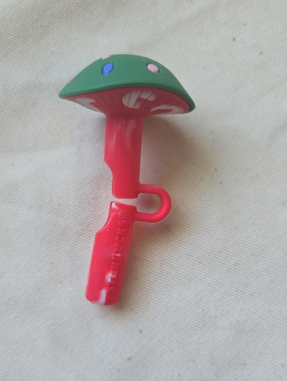 Starbucks Green & Red Mushroom Straw Topper